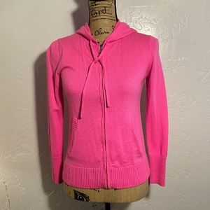 GAP Petite pink sweater with hoodie, size XS.
